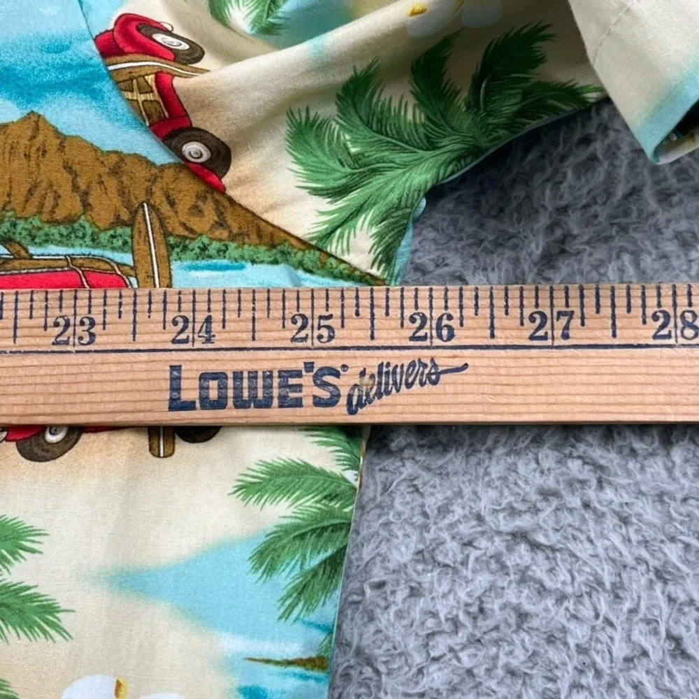 Kys Hawaiian Shirt Men XL Woody Wagon Car‎ Surf Board Tropical 100% Cotton USA